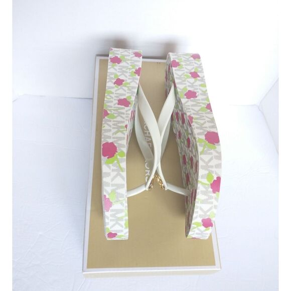 New! MICHAEL KORS MK Logo Jet Set Bedford Platform Wedge Thong Sandals Shoes - Picture 3 of 6